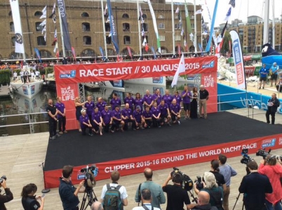 Ruth's Crew lined up on platform at St Katherine's Docks for official photograph