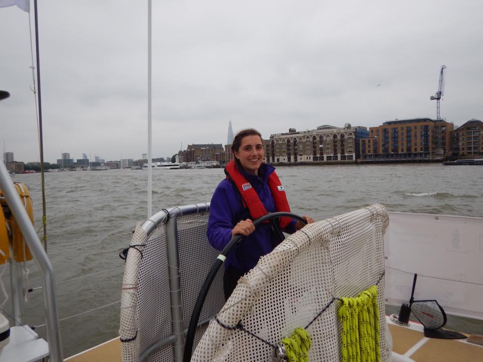 Ruth helming boat on Thames